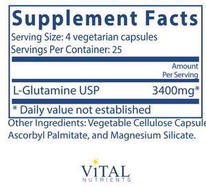 Vital Nutrients Glutamine 3400mg  Caps