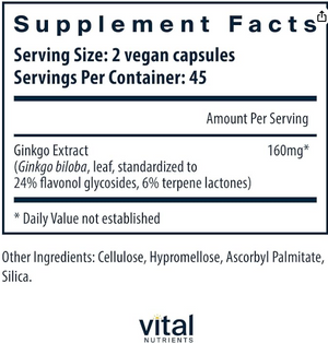 Vital Nutrients Ginkgo 80mg