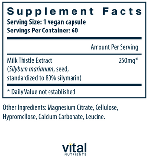 Vital Nutrients Milk Thistle 250mg