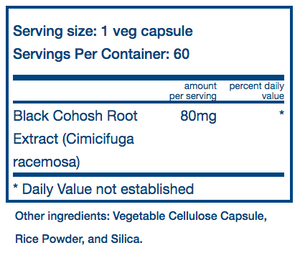 Vital Nutrients Black Cohosh 2.5% 80mg